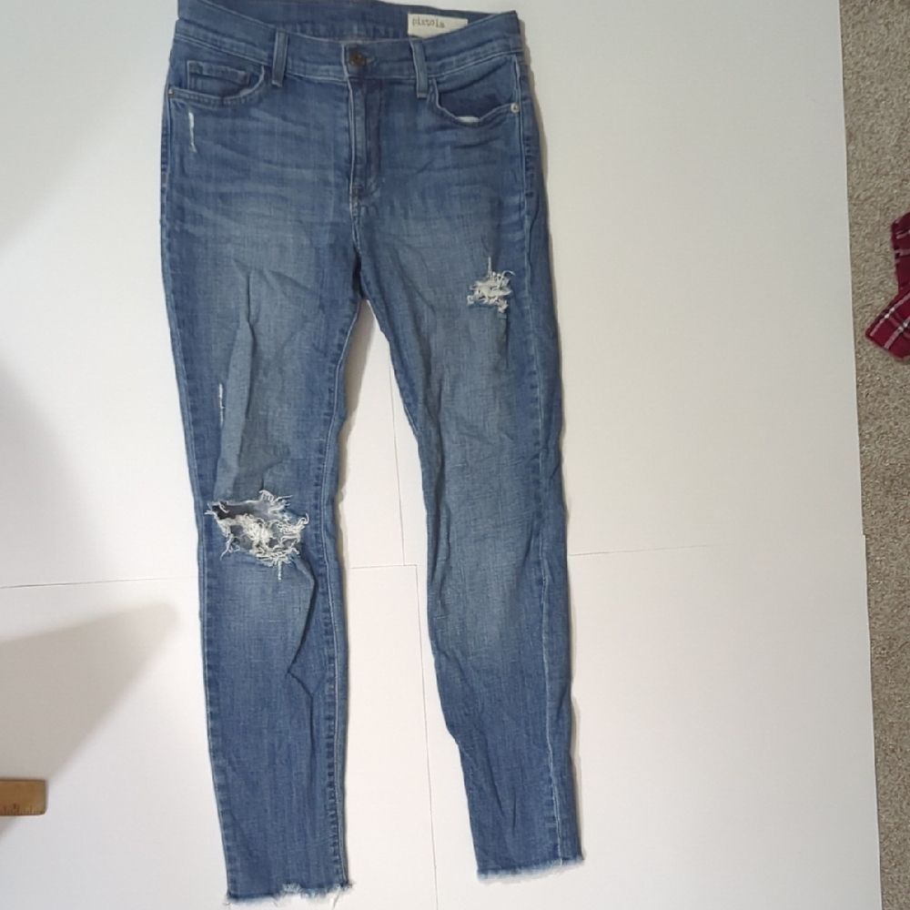 Pistola Audrey Skinny Distressed Raw Hem Denim Jeans, Medium Wash, 28
